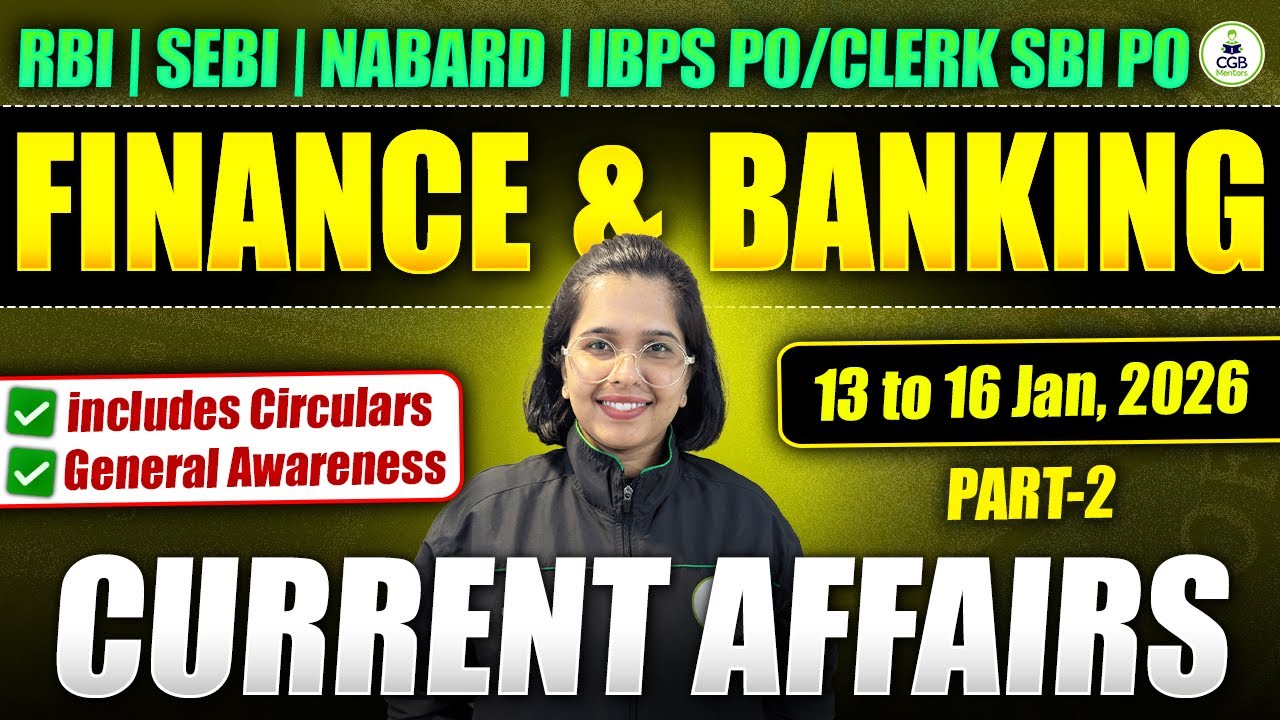 Banking and Finance Current Affairs 13th - 16th Jan| IBPS PO |IBPS Clerk |SBI PO/Clerk |RBI |NABARD