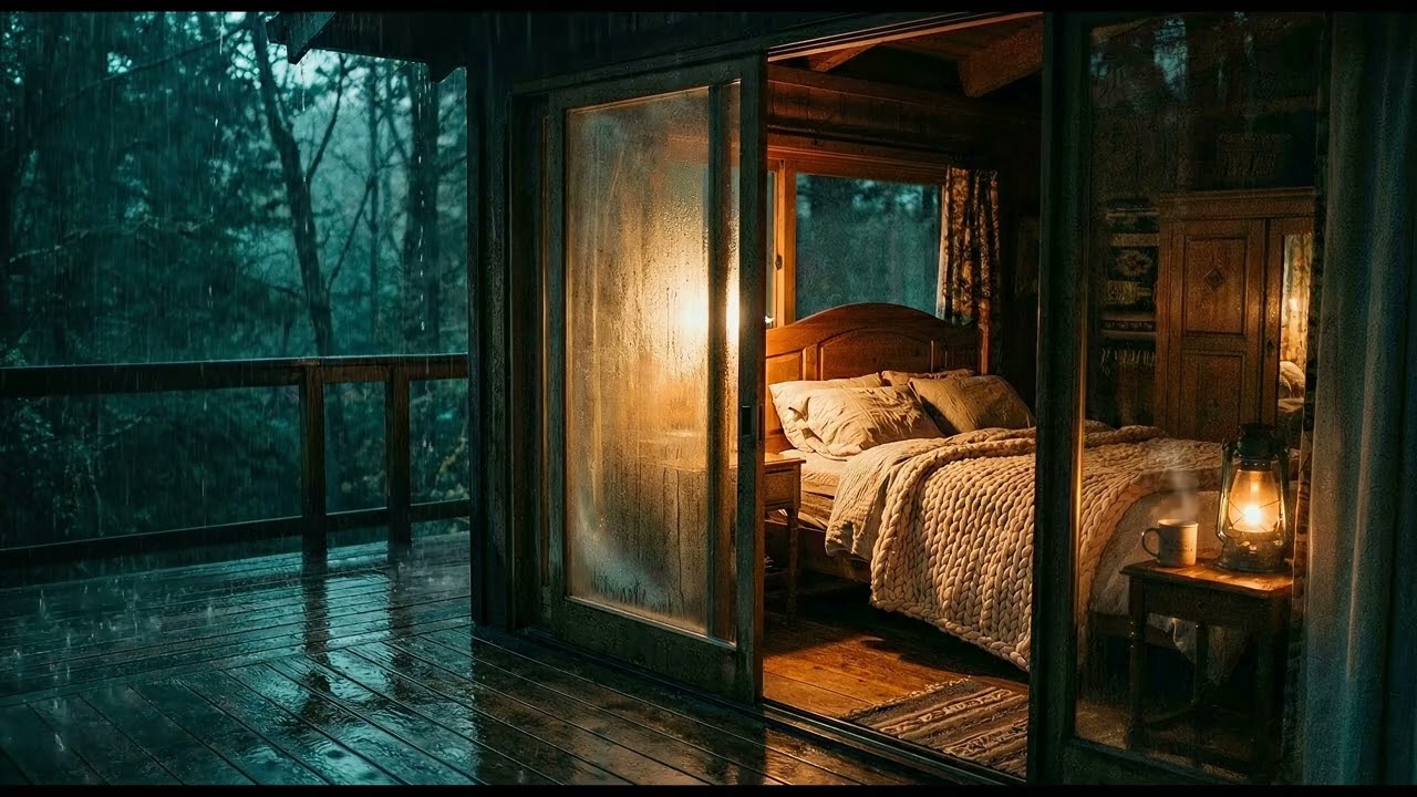 Heavy Rain at Night in a Cozy Treehouse 🌧️ 10 Hours Rain Sounds for Sleep, Black Screen