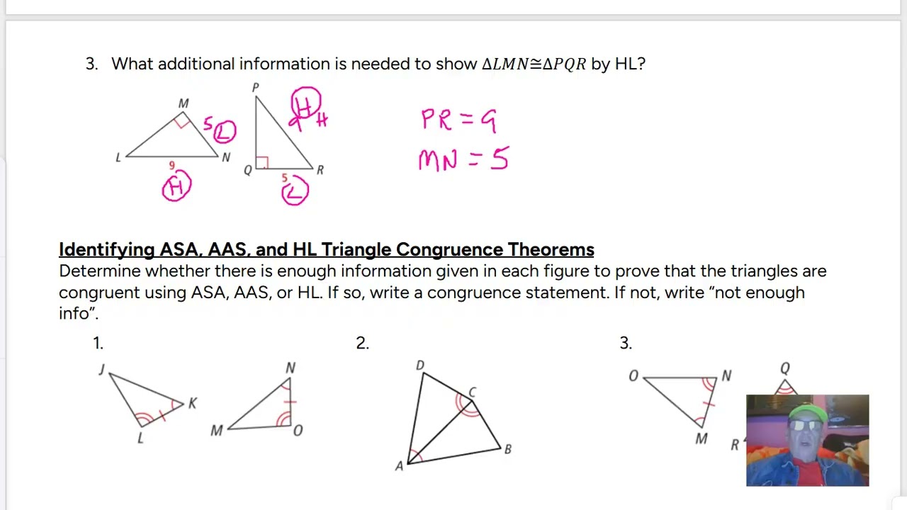 4-4 Guided Notes   AAS SAS HL Triangle Congruence