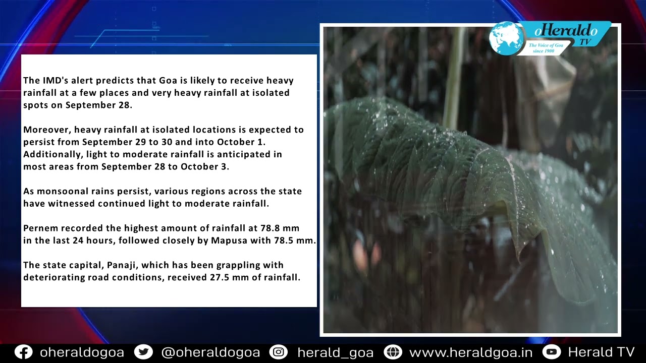 IMD Issues Orange Alert as Goa Braces for Heavy Rainfall on September 28