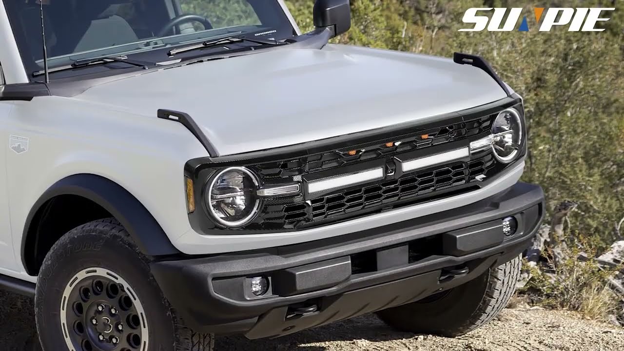 Sunpie -  Ford Bronco Grille with Letters, Amber Grille Lights & White DRL Installation Video