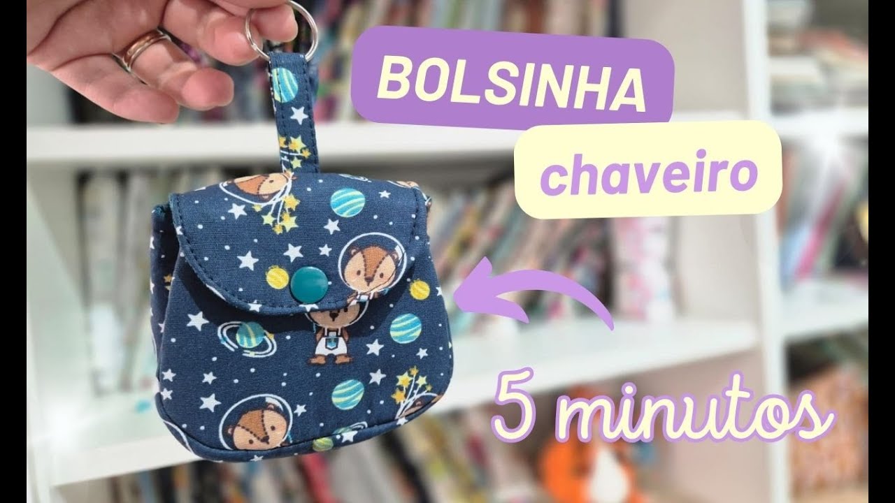 Bolsinha chaveiro - Costura de 5 minutos - Passo a passo - molde gratuito!