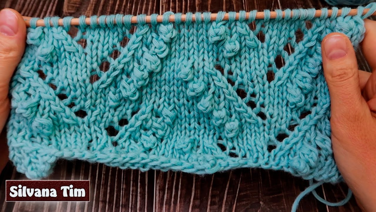 PUNTADA DE DOS AGUJAS - como tejer Punto Calado con Mota / Curso de Tejido / Tricot