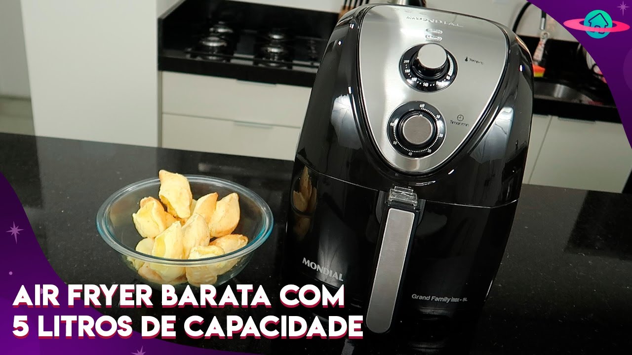LIGANDO PELA PRIMEIRA VEZ AIR FRYER MONDIAL GRAND FAMILY INOX 5 LITROS (TESTE COMPLETO)