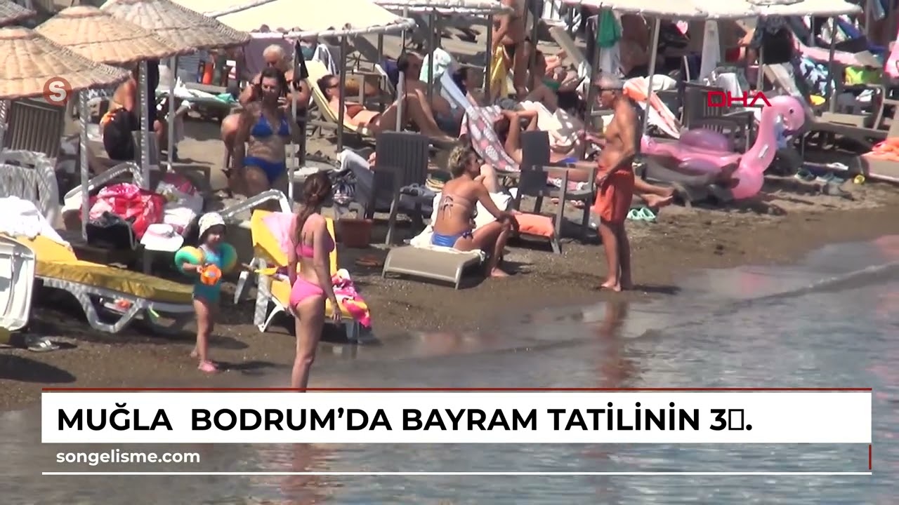 MUĞLA  Bodrum'da bayram tatilinin 3'&uuml;nc&uuml; g&uuml;n&uuml;nde de plajlar doldu