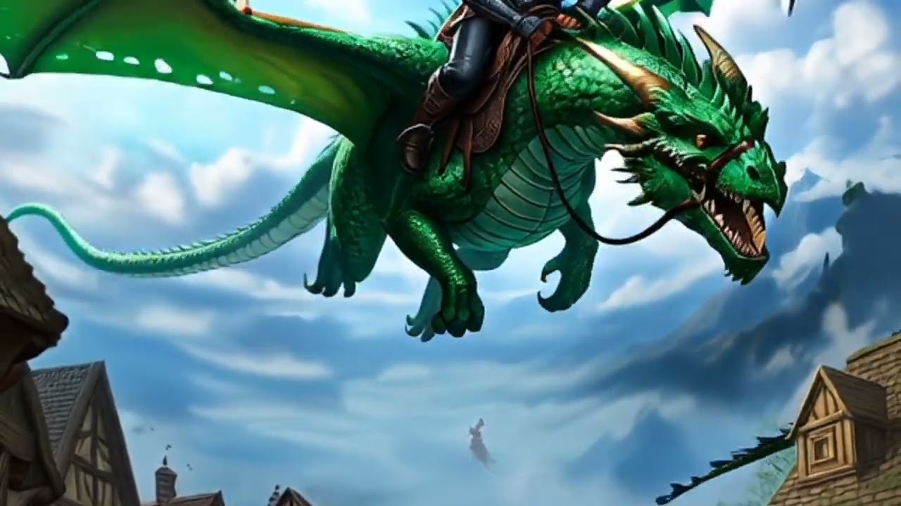 Ai Dragon burning a village | dragon attack