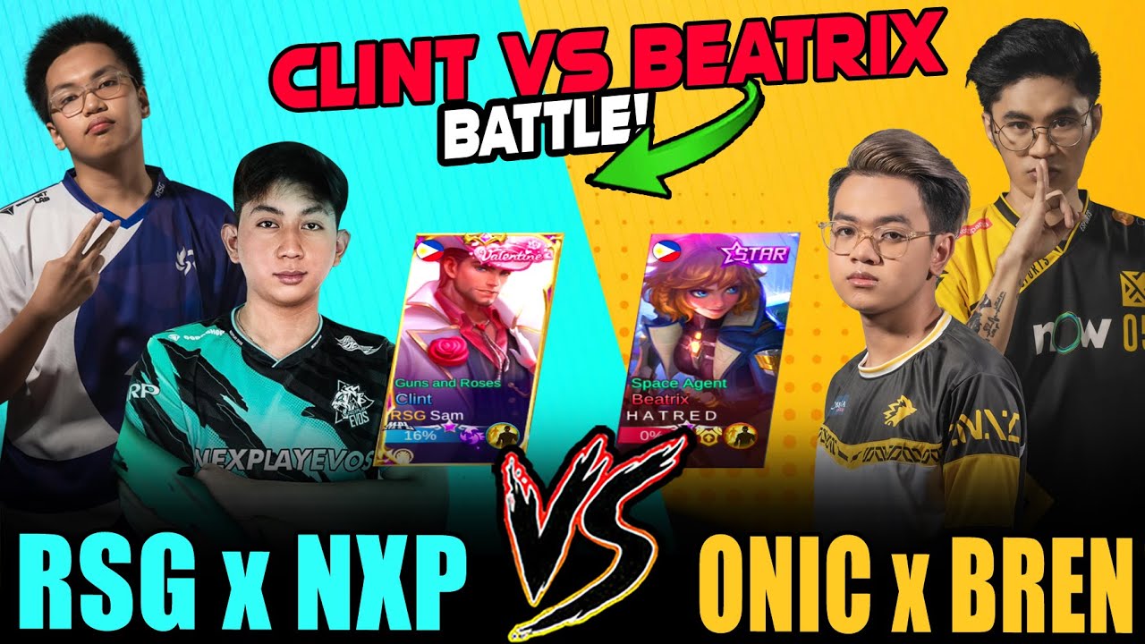 GOLD LANE BATTLE! CLINT vs. BEATRIX! | RSG x NXP vs. ONIC x BREN in RANK ~ MOBILE LEGENDS