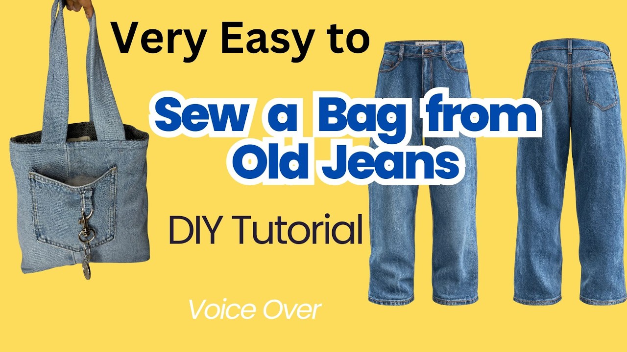 Turn Old Jeans 👖 Into a Stylish Bag -Step-by-Step DIY with Voice Instructions!