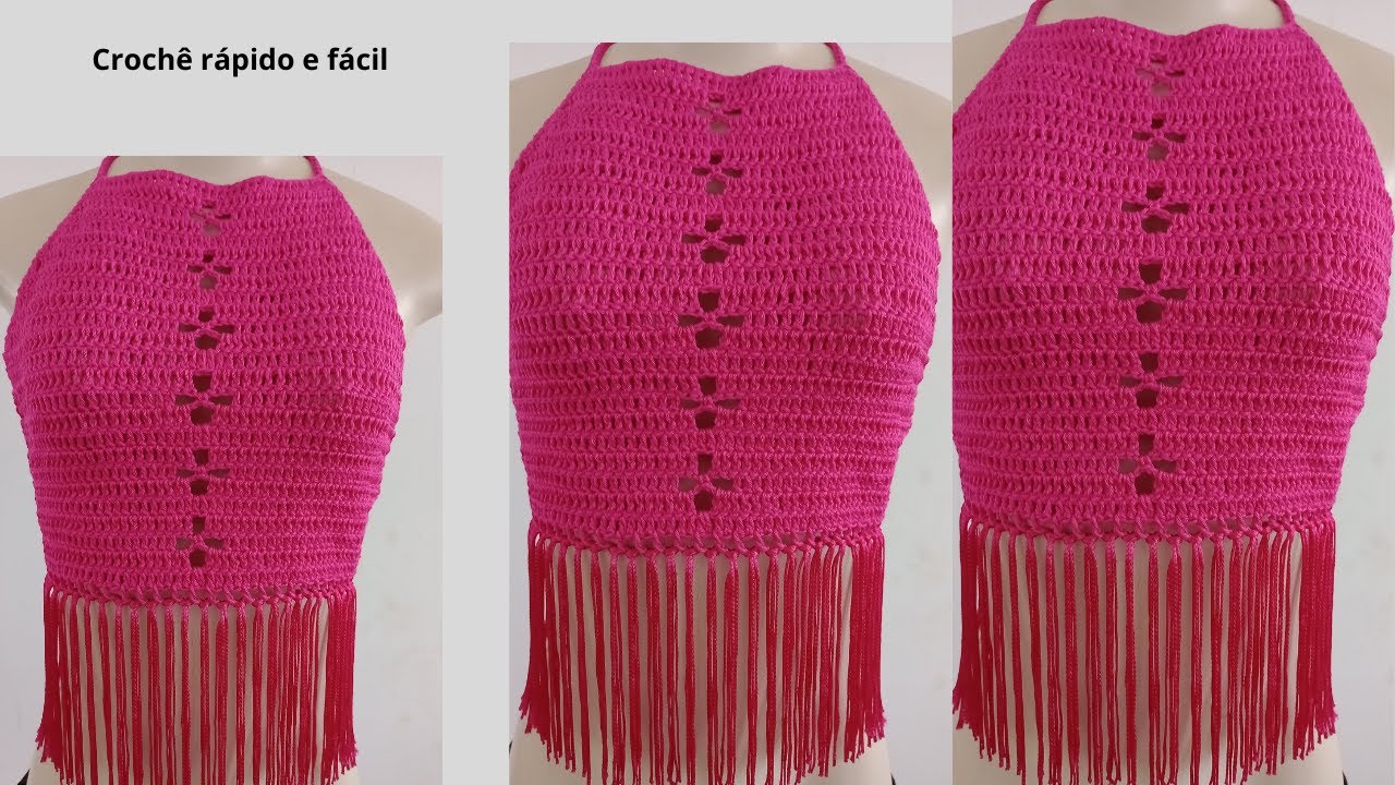 Faça você mesmo Top com franjas em crochê passo a passo