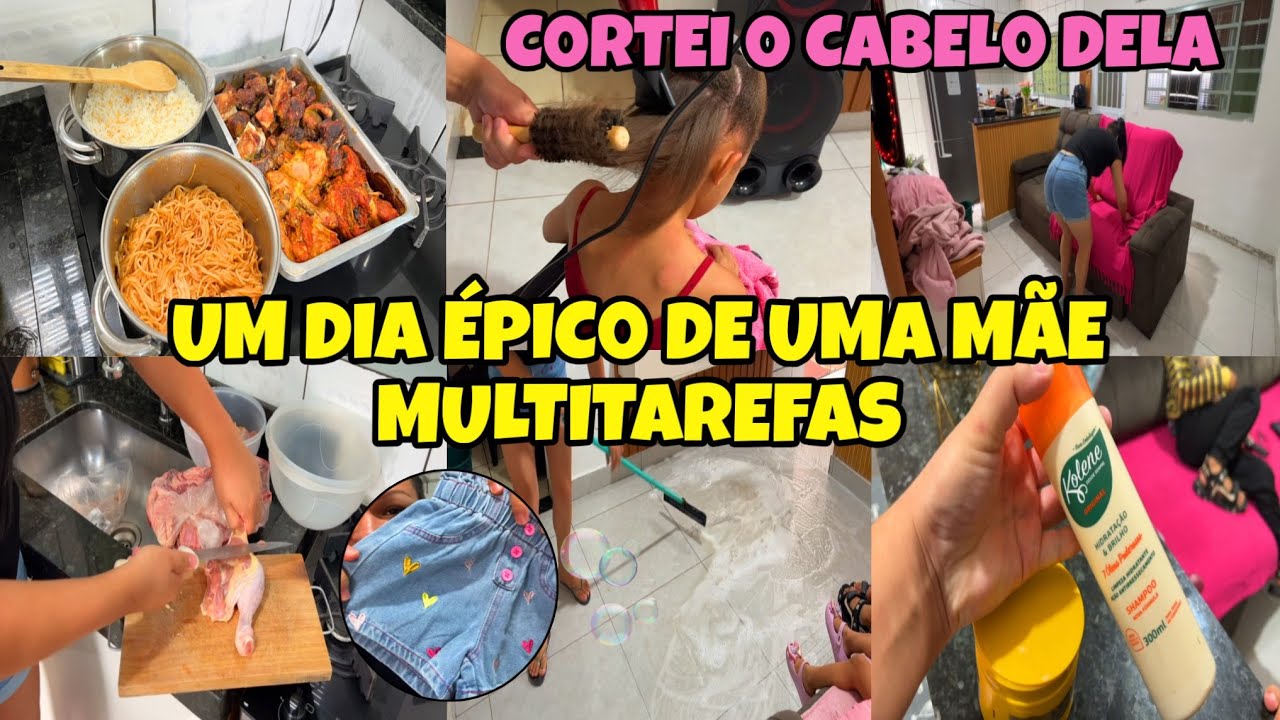 REVIREI A CASA DO AVESSO-LAVEI TUDO💦CORTEI O CABELO DELA EM CASA- COMPRAS PRA UM DIA + PRESENTES🥹