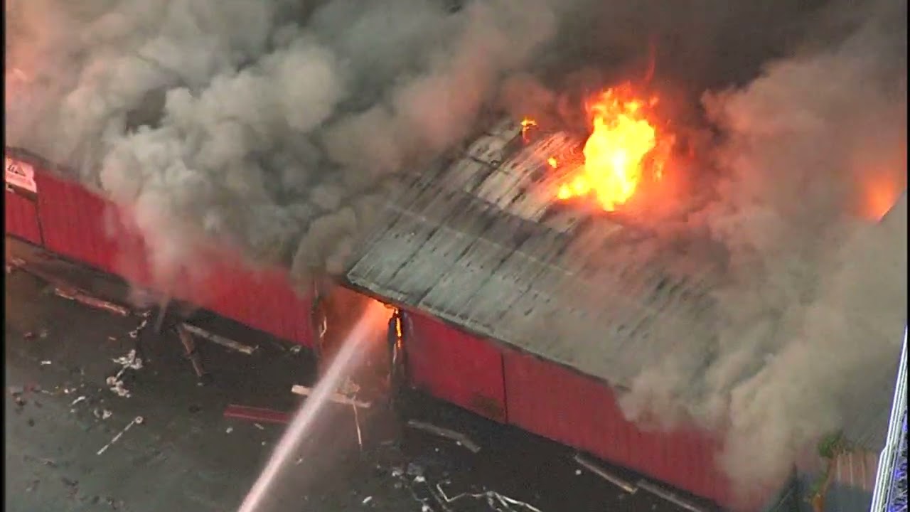 Lumber yard badly damaged by fire in north Houston
