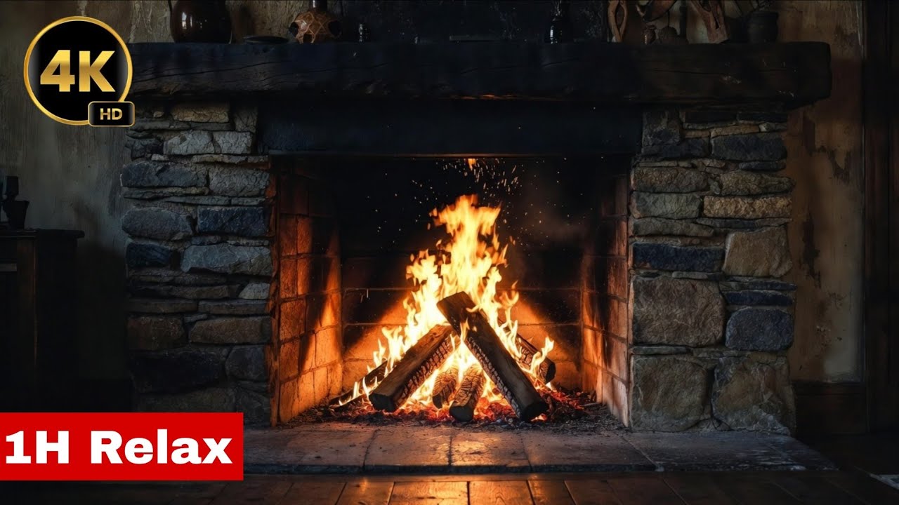 🔥🔥​1 Hour Relax – Crackling Fireplace[4K AI]🔥🔥