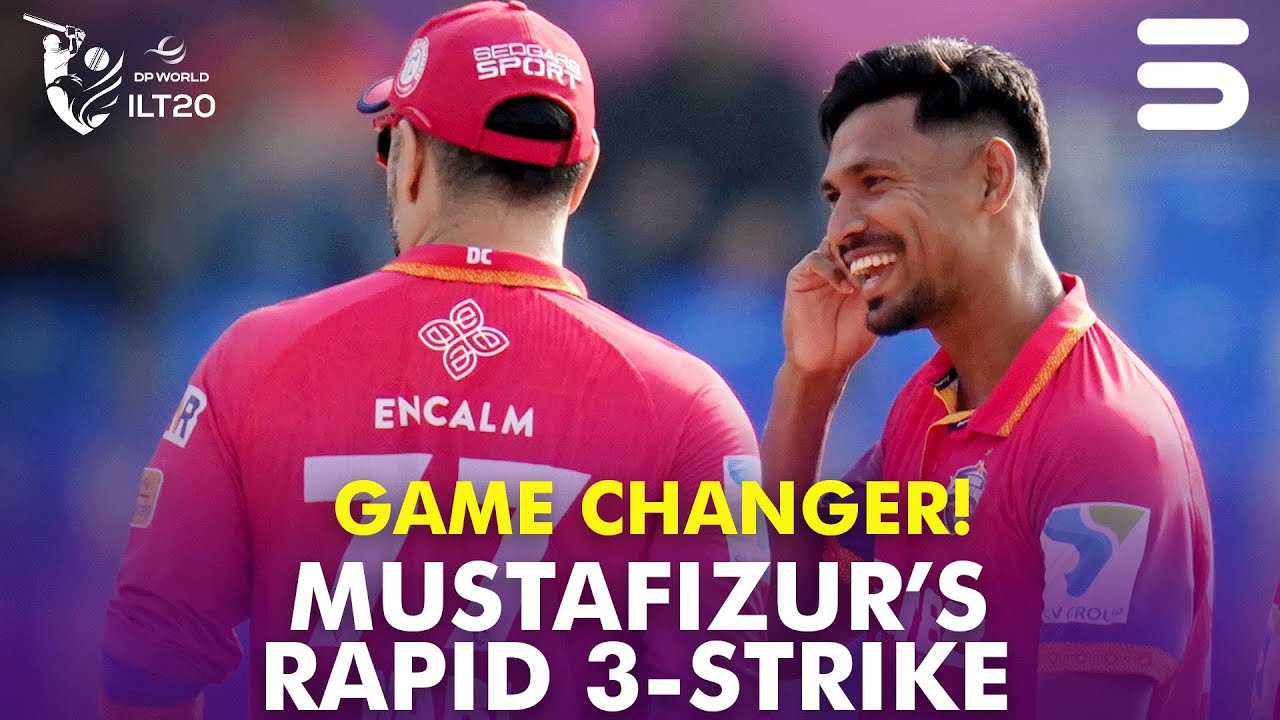 GAME CHANGER! Mustafizur&rsquo;S RAPID 3-STRIKE 🔥 | GG vs DC | Match 23 | DP World ILT20 | M3Y1J