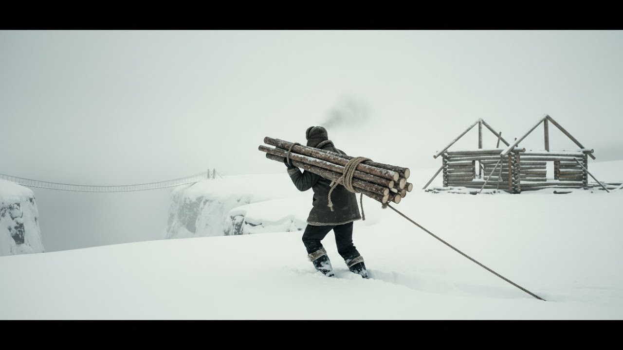 Extreme Snow Survival: Building a Cabin and Rope Bridge at -71°C