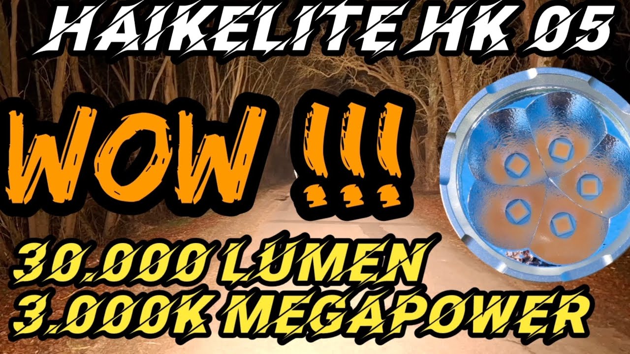 Haikelite HK05 30000 Lumen 3000k 5 x SFN60 LED Taschenlampe Review Beamshots flashlight test