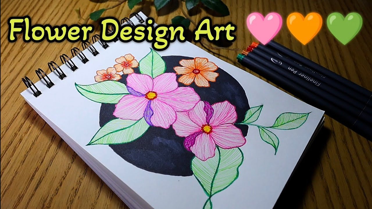 Flower design art 🩷🧡💚 #drawing #stressrelief #doodleart #youtube #arttutorial #artstyle 