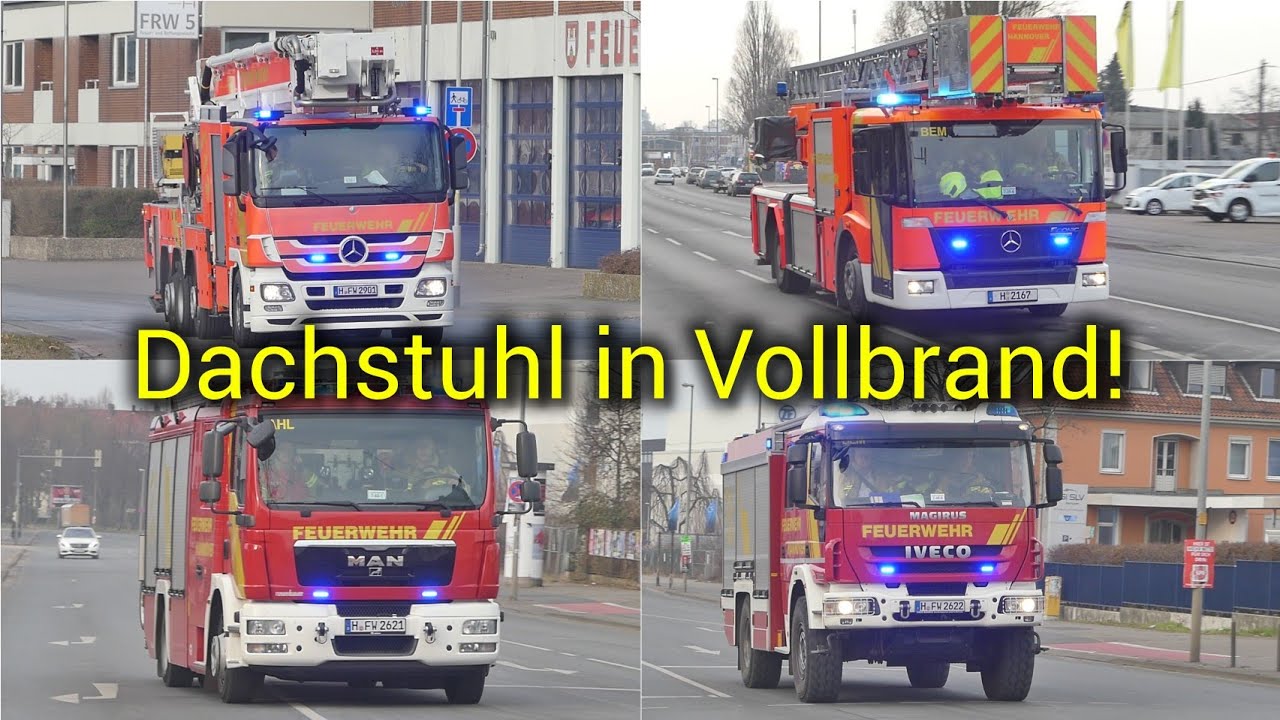 [DACHSTUHL IN VOLLBRAND] Einsatzfahrten zum Großbrand B3 in Hannover Badenstedt 09.02.2025