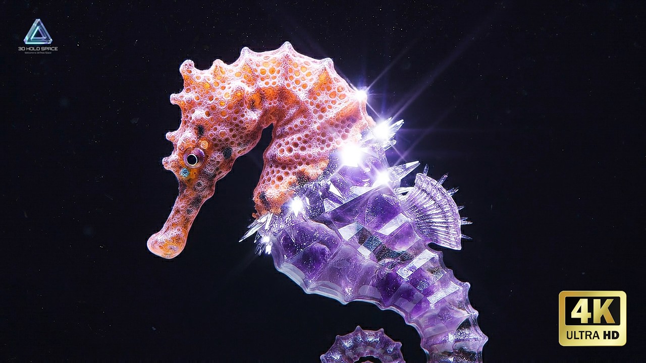 Bioluminescent Seahorse in 3D Hologram | Ultra HD Ocean Art 4K