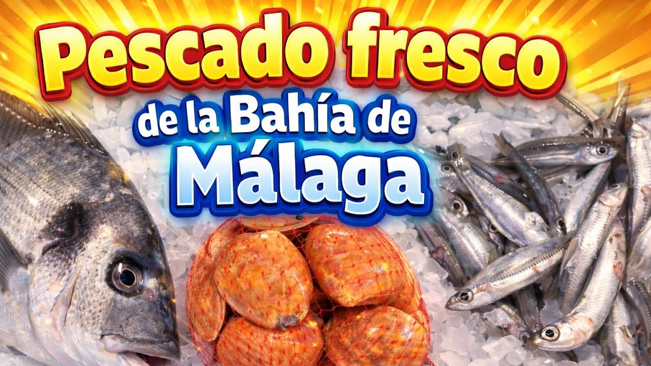 Pescado fresco de la bahía de Málaga. Pescadería La Olvereña en el Mercado Municipal de Churriana.
