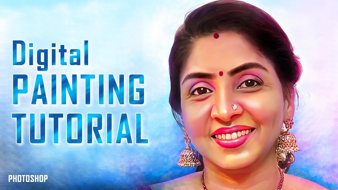 Digital Painting Tutorial using Photoshop CC | Full Making | Skin, Hair, Color, background