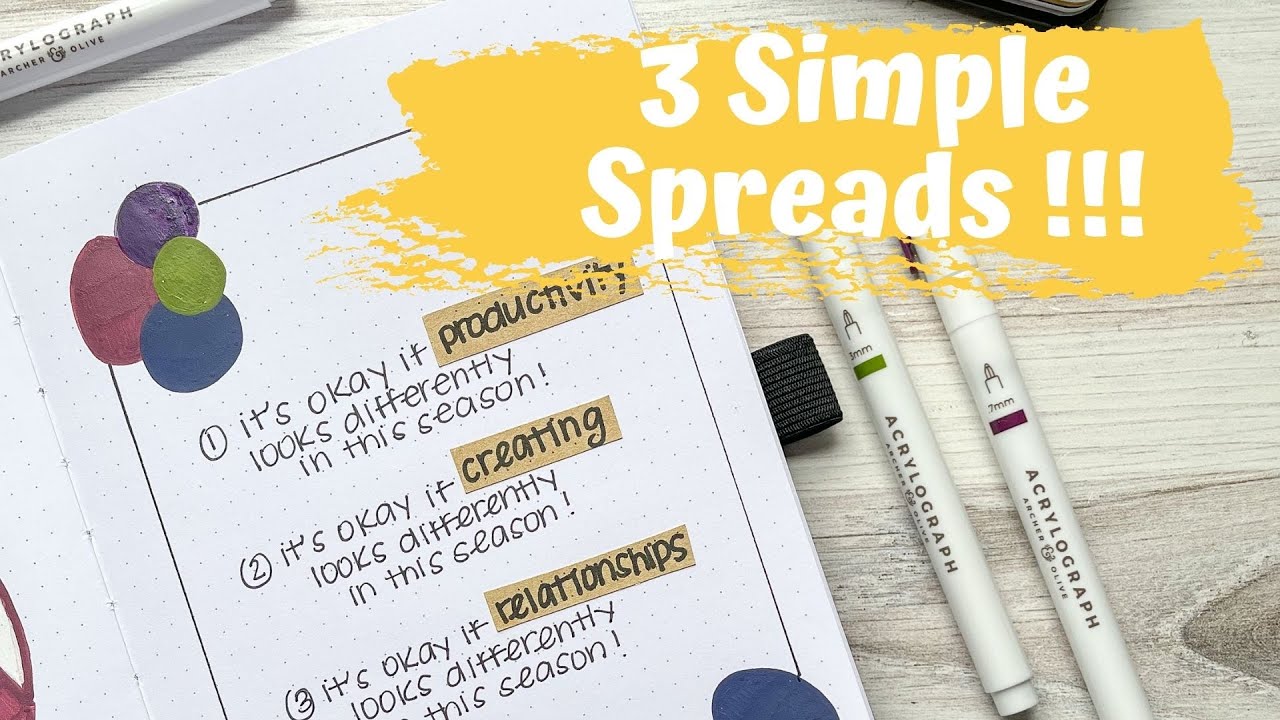 JOURNAL WITH ME | 3 Simple Bullet Journal Spreads | Feat. Archer and Olive