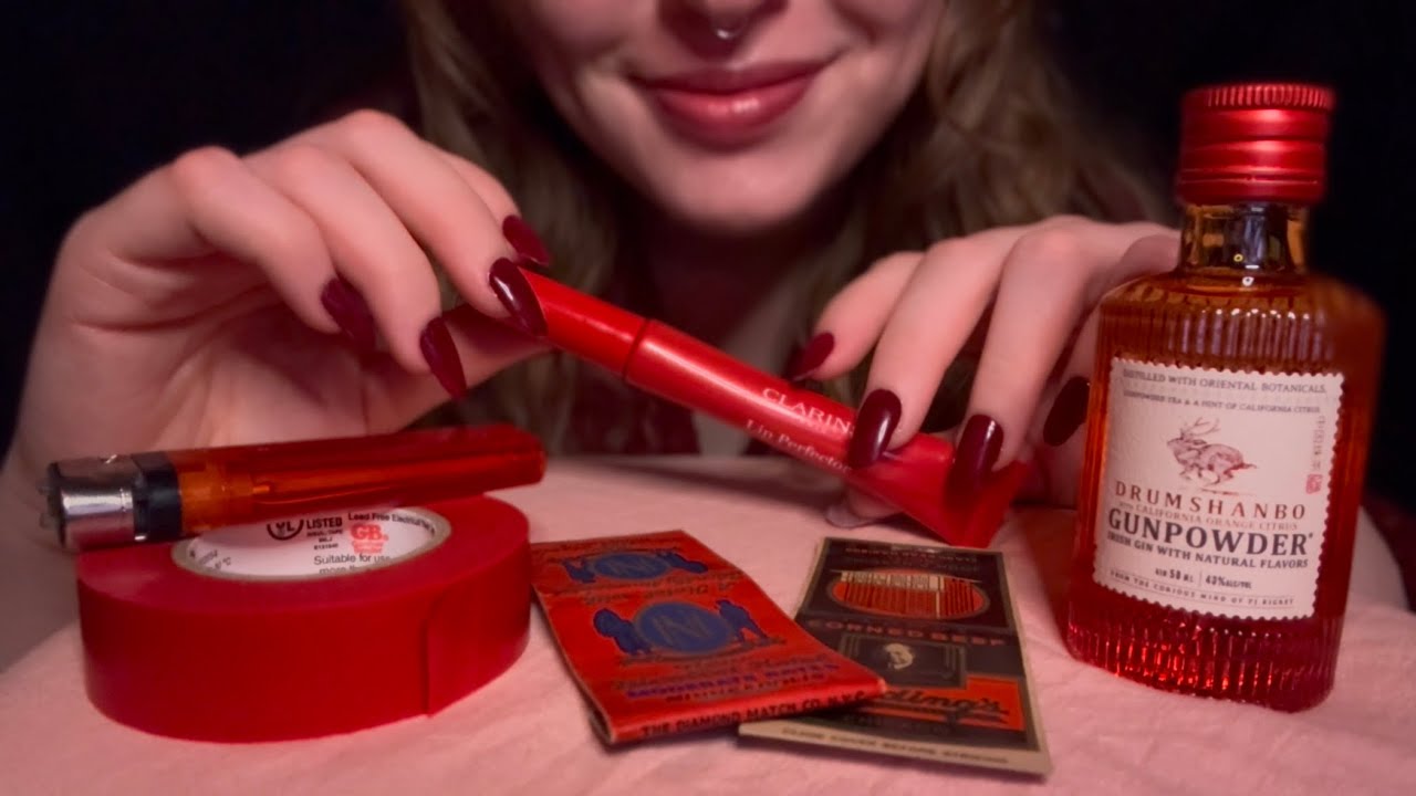 ASMR 💌 RED Trigger Assortment | Long Nails Tapping & Scratching (No Talking, Whispered Intro)