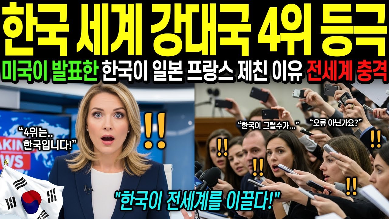[해외감동사연] 한국 세계 강대국 4위 선정! 일본,프랑스 제쳤다! 한국이 전통 강국들을 제치고 4위에 오른 이유