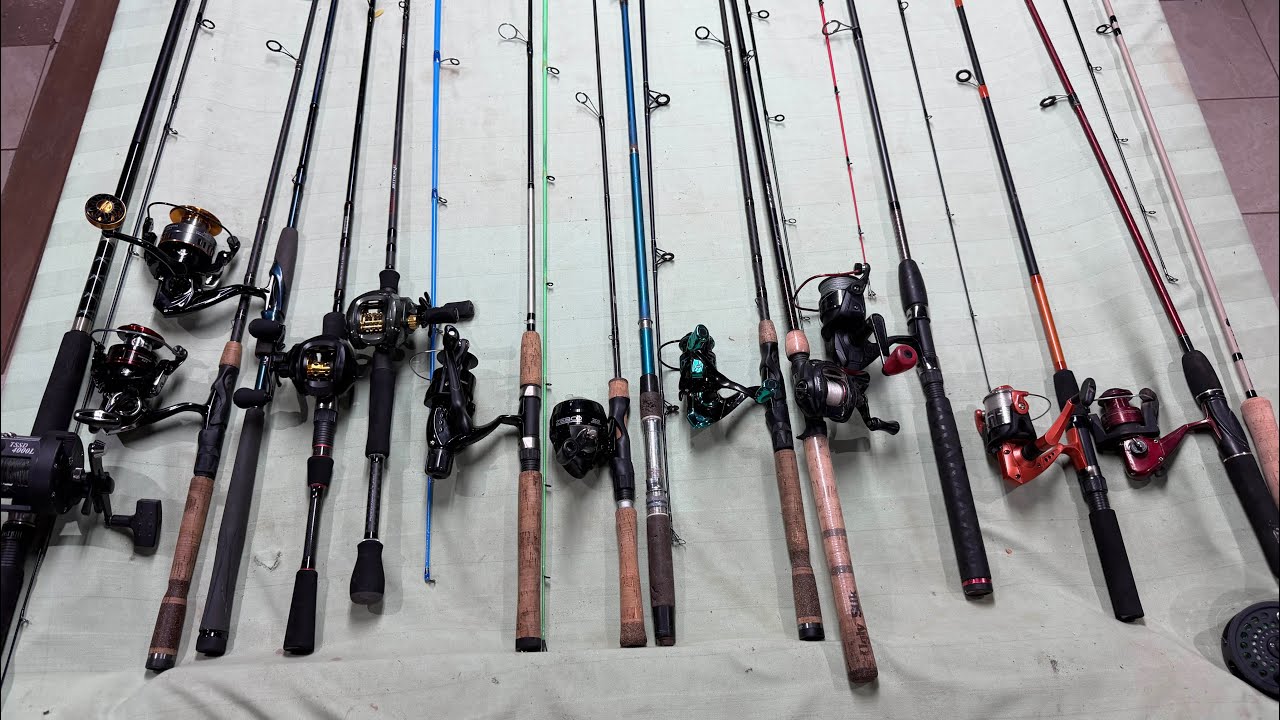 22 of my personal fishing rods and reels I have.