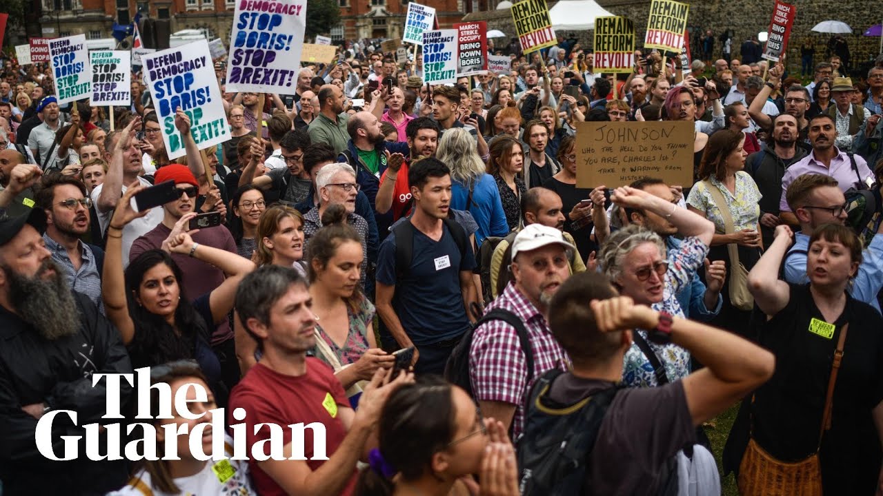 'Stop the coup': nationwide protests as Boris Johnson suspends parliament