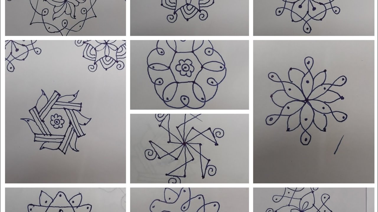 10 beautiful 5×3 dot kolams #rangoli #Sssg kolam 