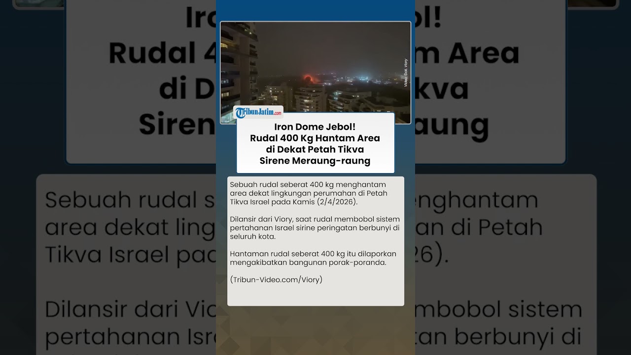 IRON DOME JEBOL! Rudal 400 Kg Tembus Pertahanan Israel, Hantam Petah Tikva