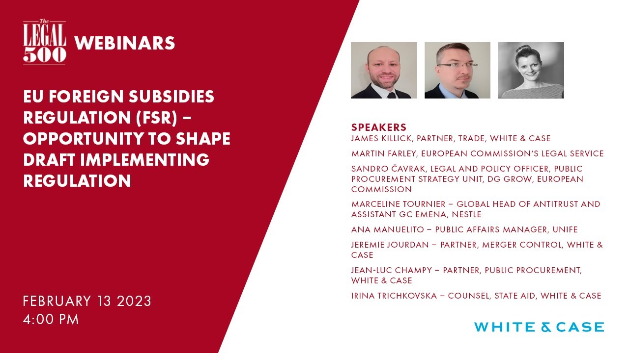 EU Foreign Subsidies Regulation (FSR) – Opportunity to shape draft implementing regulation