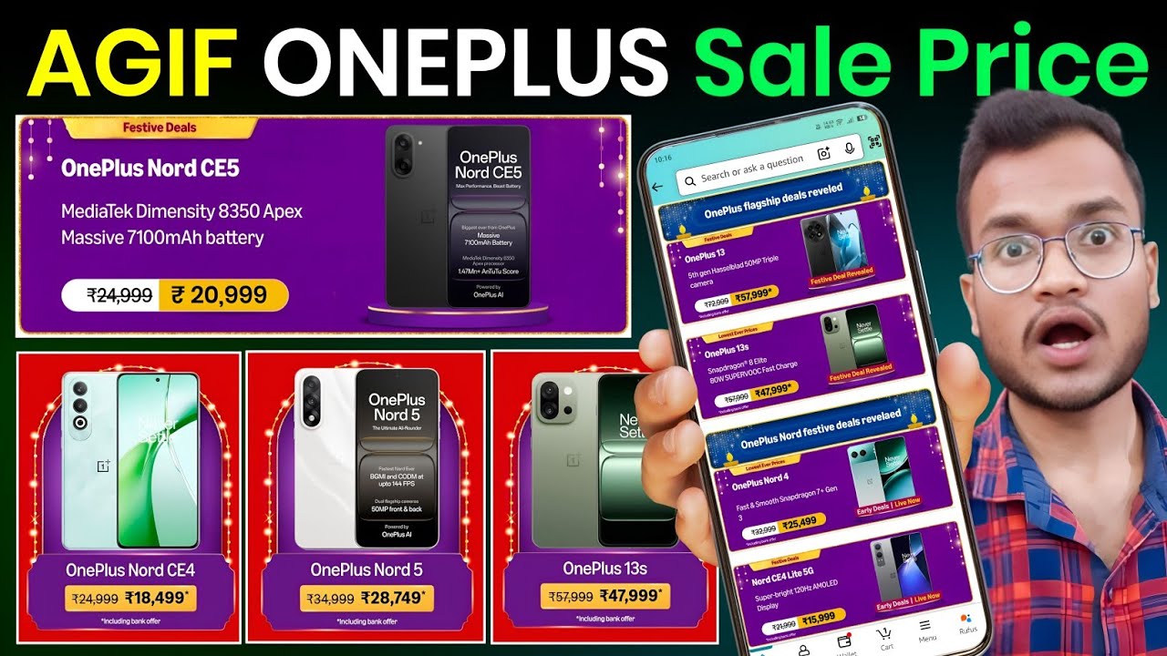 OnePlus Sale Price In Amazon Great Indian Festival Sale - Bank Offers - Nord 4, 5 ,CE 5, 13s, 13R