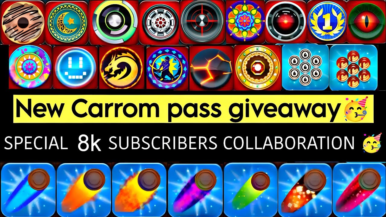 Carrom Pass Giveaway 🥳 | Carrom Pool Free Carrom Pass & Striker Trick | Carrom Pass Unlock New Trick