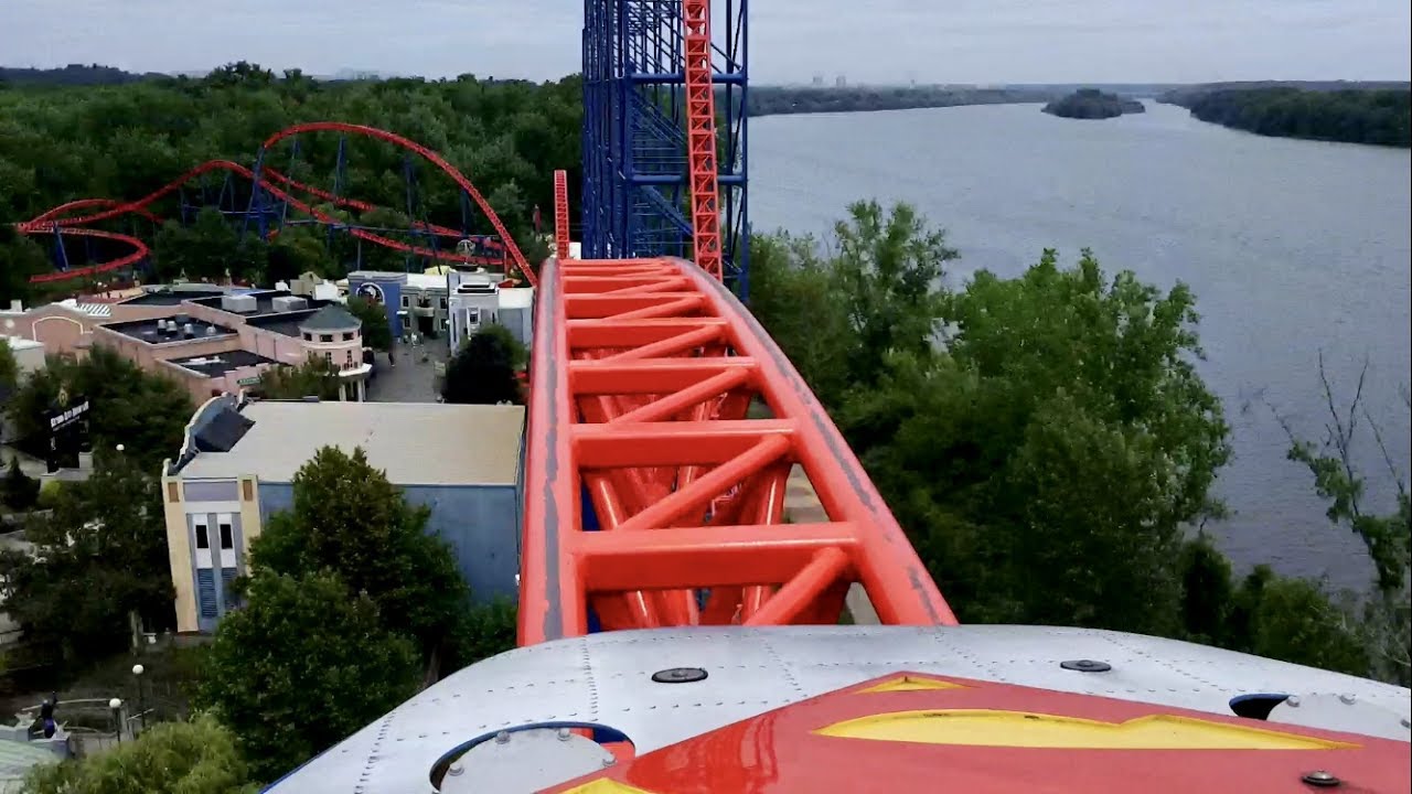 Superman the Ride Front Seat POV 2017 FULL HD Six Flags New England