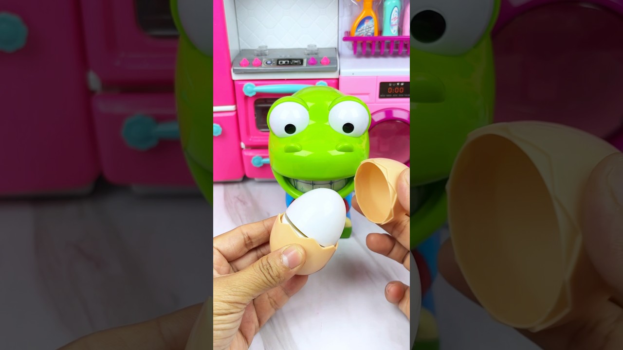 Satisfying With Unboxing Miniature Frog Eating Egg Set Toys, ASMR Video