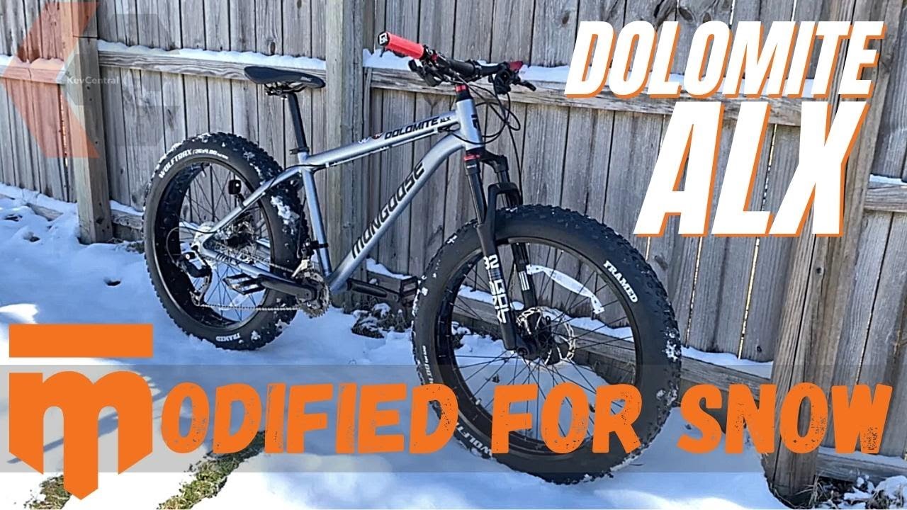 Walmart Fat Tire Bike Modified for Snow - Mongoose Dolomite ALX upgraded and ridden on MTB Trail