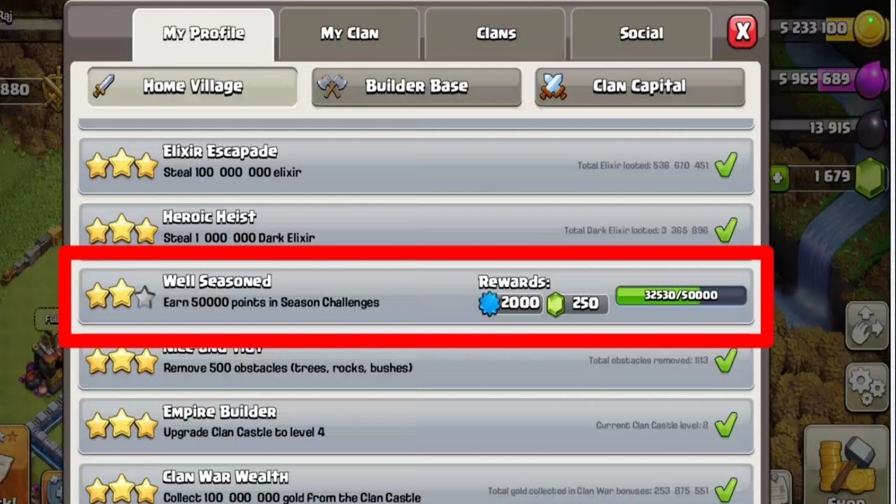 Earn 50000 points in season Challenges | Clash of clans missions | Nasar Nature