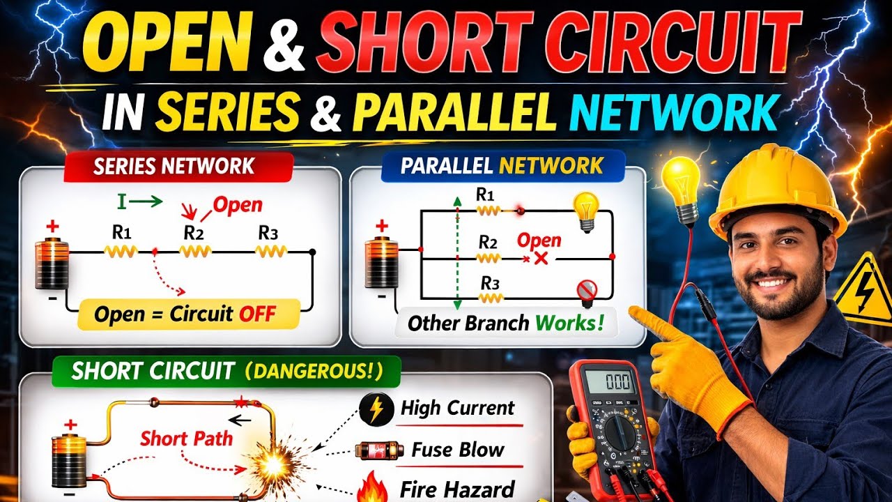Open Circuit & Short Circuit Explained | Series and Parallel Network | Electrical Basics