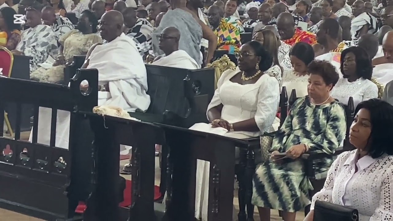 Asantehene attended 100years thanks giving service with Sychells president @Anglican Church @ Kumasi