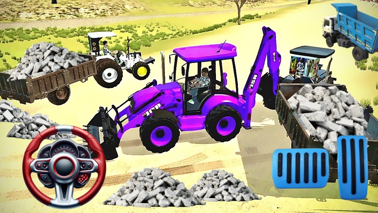 😍Drive JCB And Unloading Stone From Dumper Truck In Game🏗💥#dumper #tractor #jcb #truck #gameplay