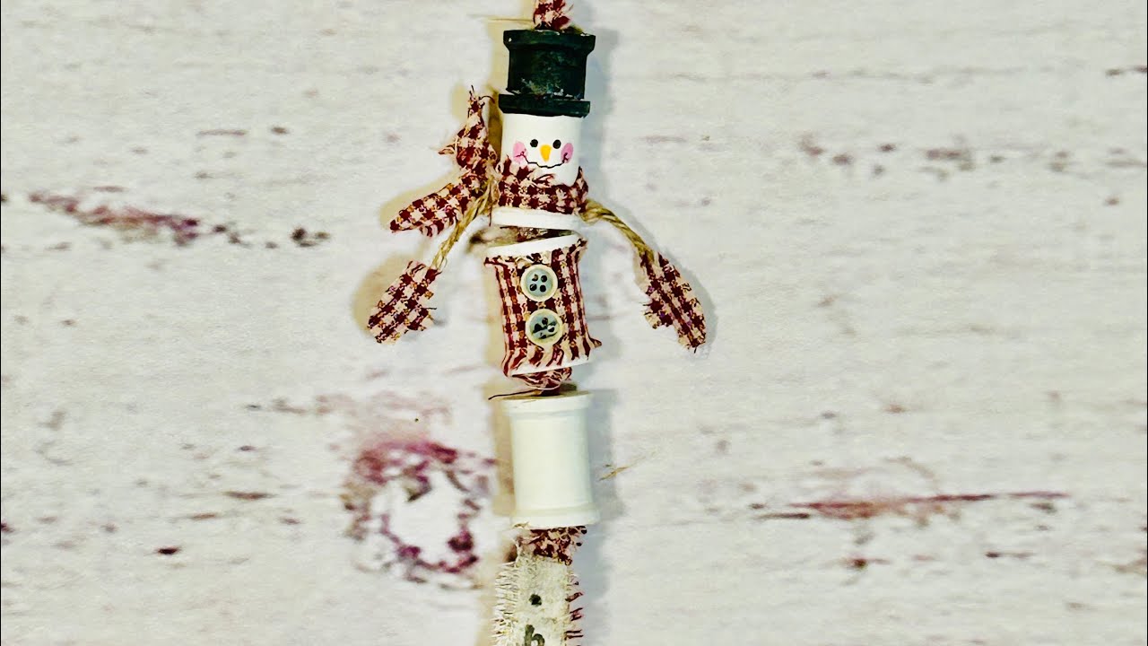 Vintage Spool Snowman Ornament