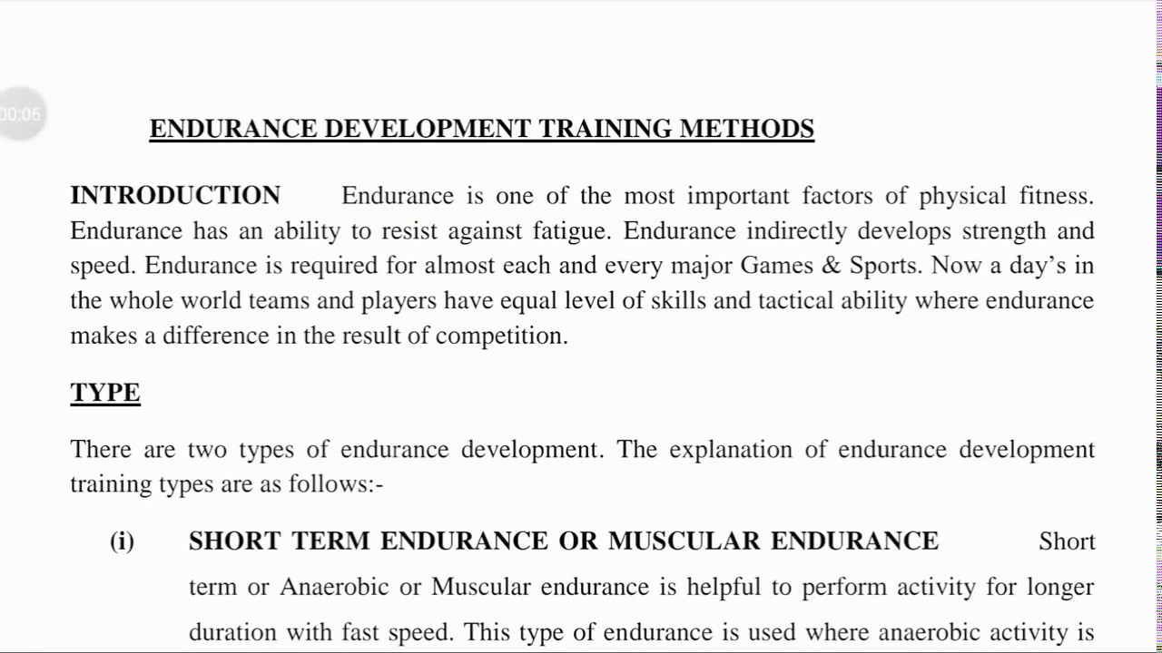 Endurance development training methods.