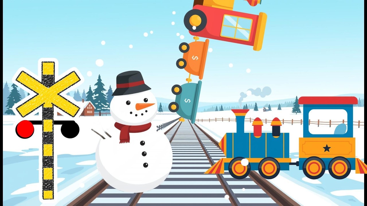 Snowman on the snowy mountain is blocking the tracks!