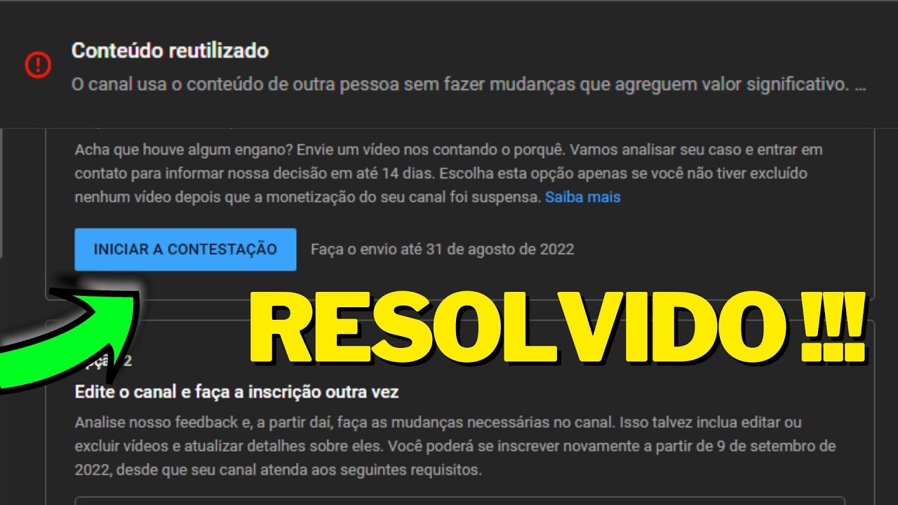 ⚠️Conteúdo Reutilizado Monetização Desativada por Duplicação/ o que fazer? youtube  (Como Resolver)