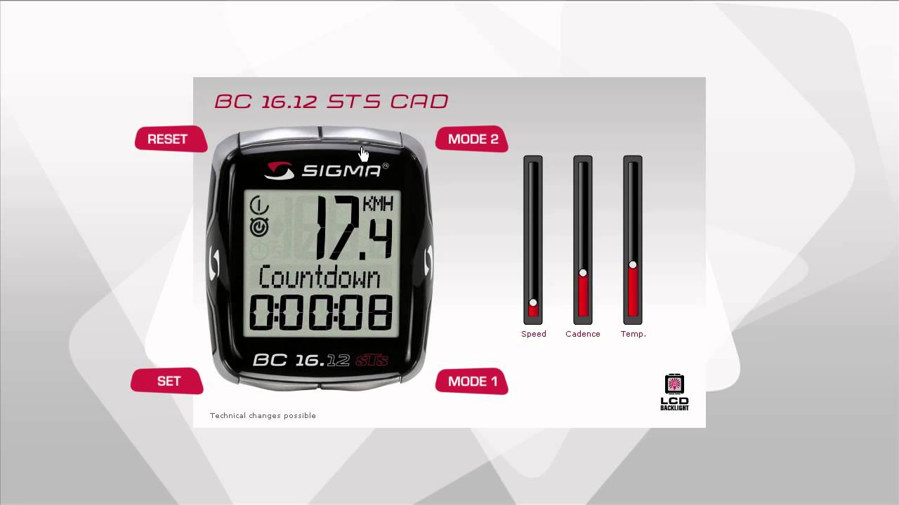 SIGMA SPORT // BC 16.12 STS CAD // Functions (EN)