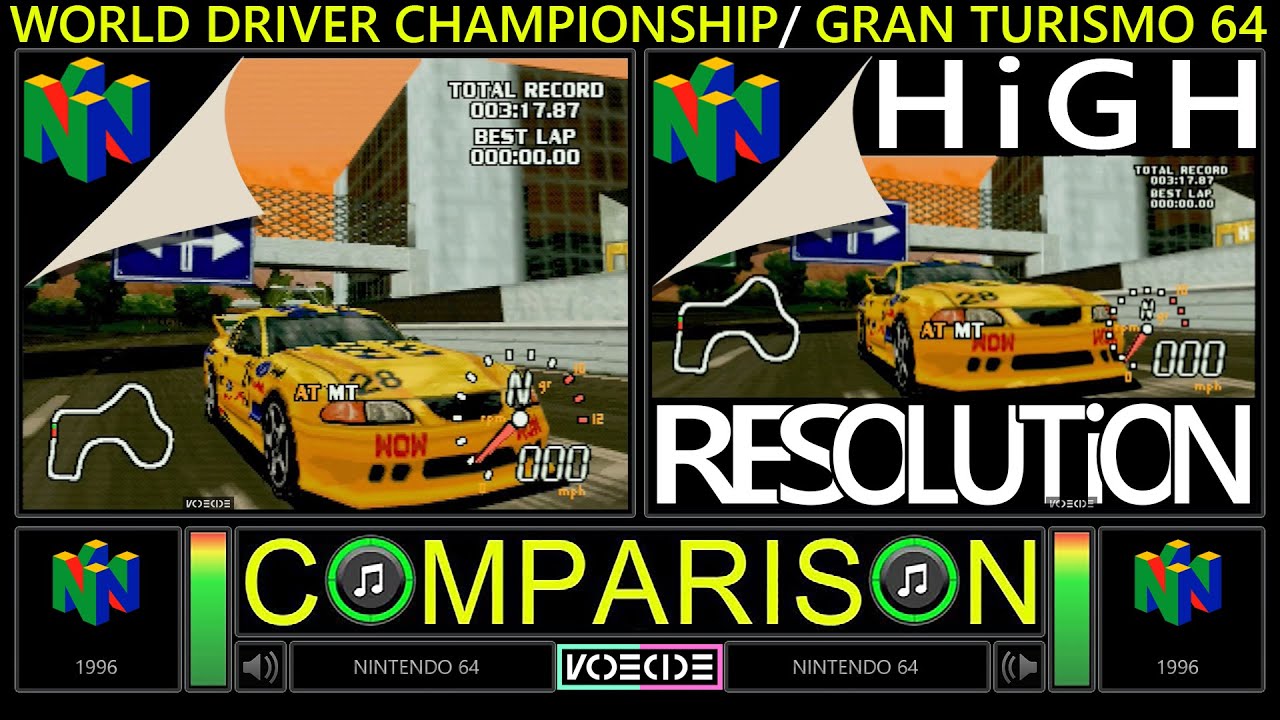 World Driver Championship (Nintendo 64 vs Nintendo 64) Side by Side Comparison @vcdecide
