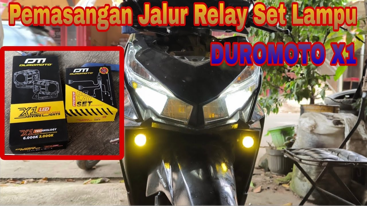 pasang lampu tembak DUROMOTO X1 dan jalur relay set DUROMOTO v2 di Honda Vario LED old