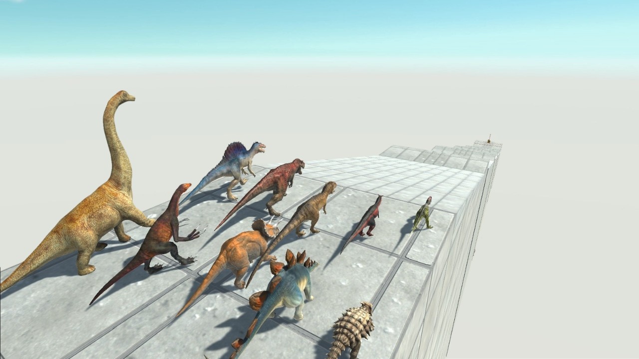 Dinosaur Race on Downhill Road - ARBS Simulation