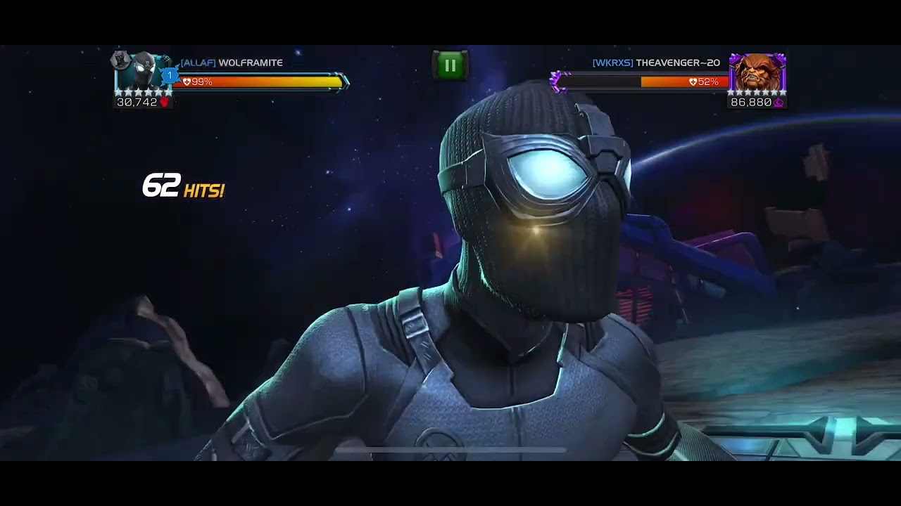 MCoC Stealthy (with scorp) vs Sassy on node 48 (conflictor; prowess puncture)